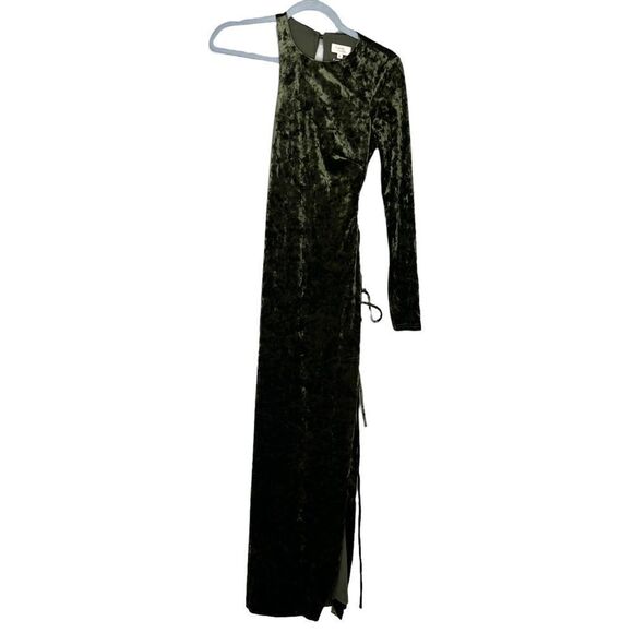 NEW Camila Coelho Gabriel Olive Green Velvet Strappy Maxi Dress Small - Picture 6 of 11